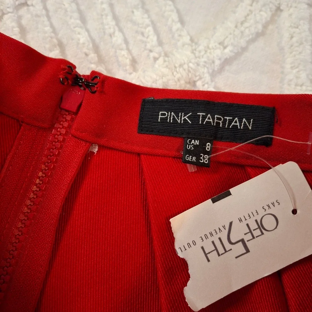 Pink‎ Tartan Tiffany Red Pleated A-Line Stretch Skirt Womens Size 8 Pockets NWT